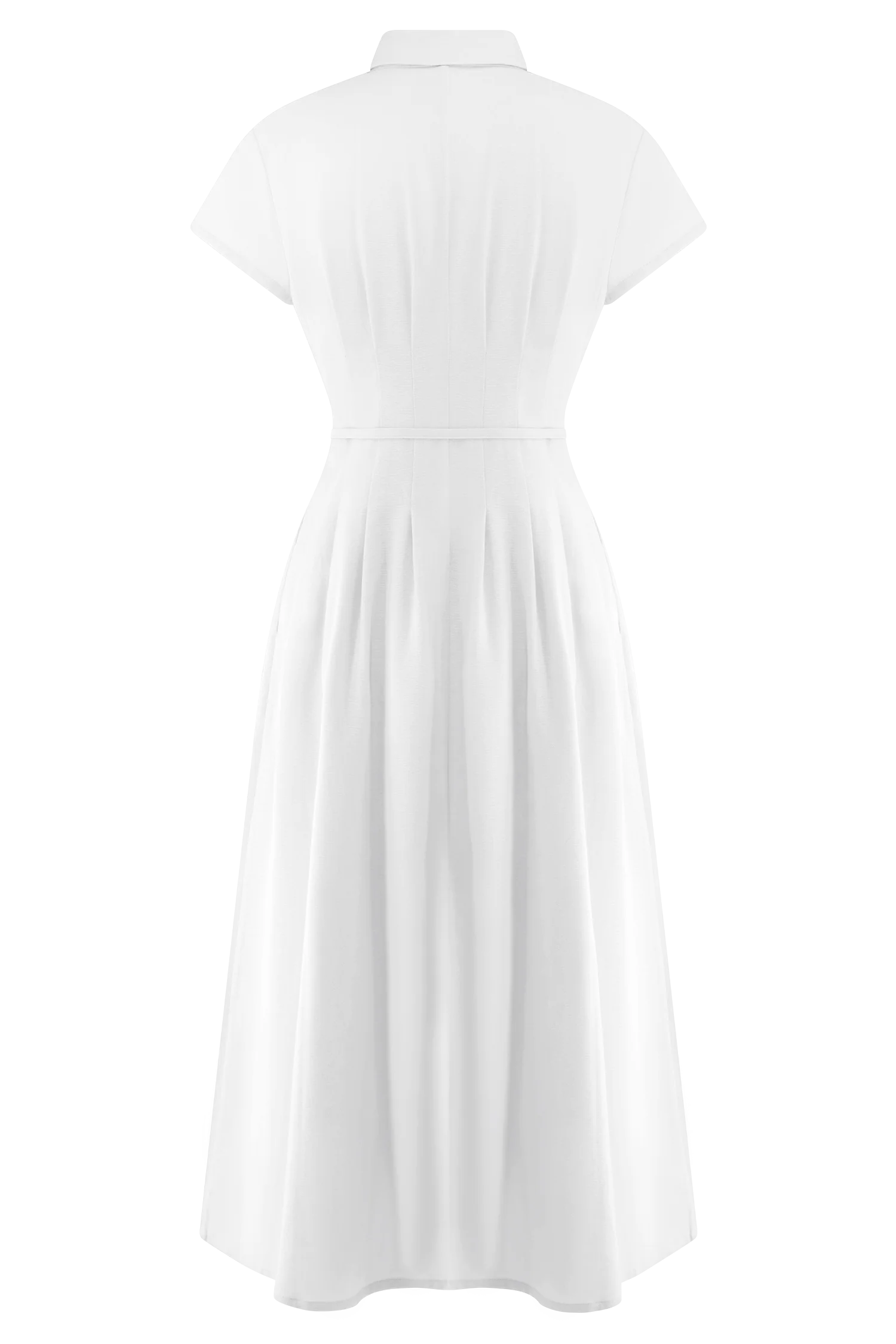Aysha Buttoned Linen Midi Dress - White