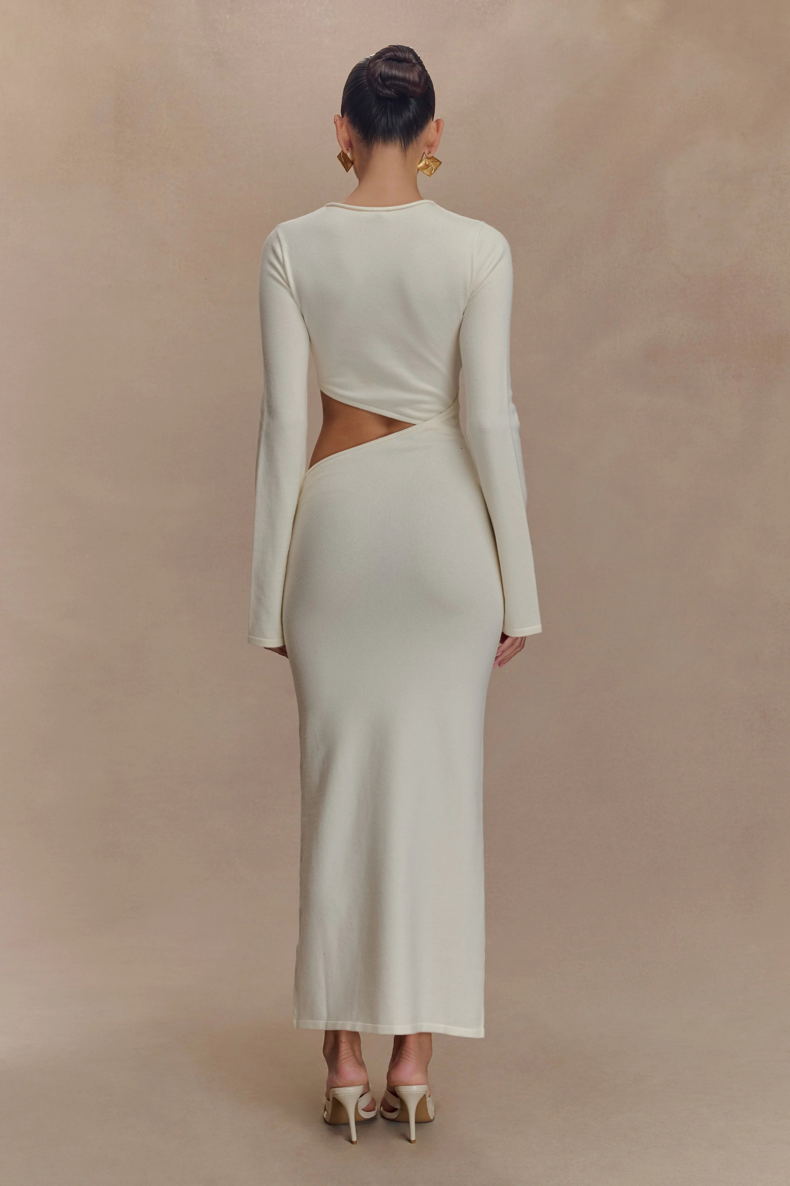 Azariah Long Sleeve Knit Midi Dress - Ivory