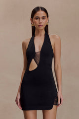 Aubree Crepe And Mesh Mini Dress - Black